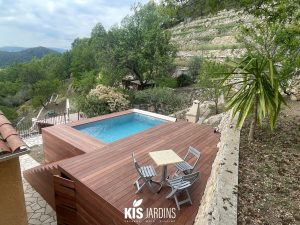 Piscine hors sol bois 4x2.5 sur restanque